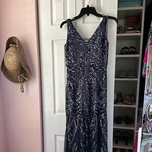 Sparkling Navy Sequin Prom Dress